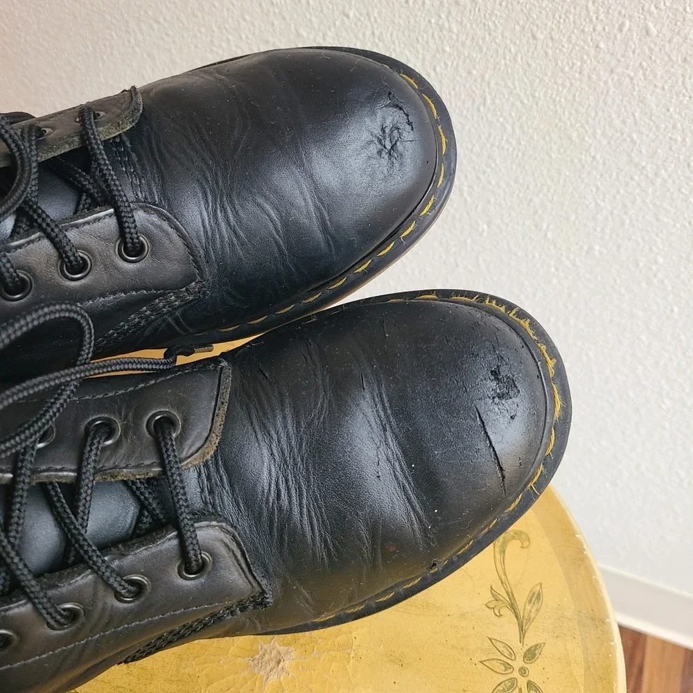Dr. Doc Martens Pascal‎ Air Wair 1460 EU 42 US 9 Black Leather Combat Punk Boots - Picture 5 of 7